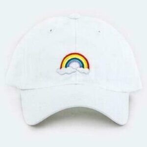 Rainbow Back Strap Adjustable Patch Kids Boys Hats Polo Style Cotton Cap White